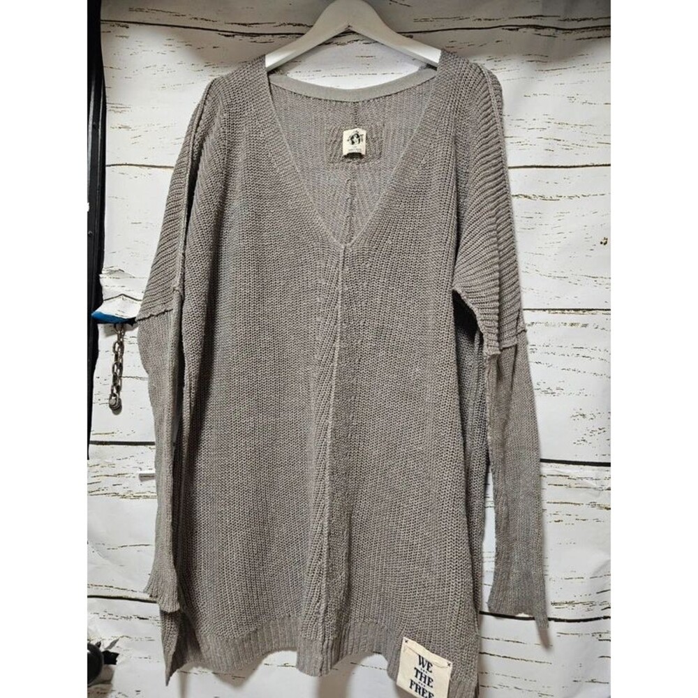 We The Free Free People Oversized Gray Knit Sweater Tunic L
